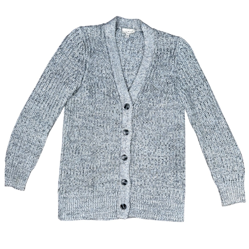 Lucky Brand Cardigan Size XS Oversized Chunky Knit Heather Blue Gray Sweater